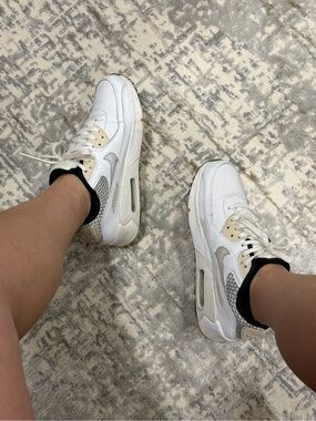 Nike White Sneakers with Cream and Black Accents